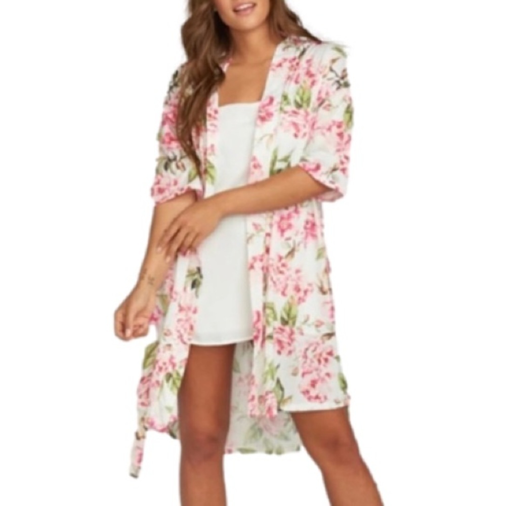 SHOW ME YOUR MUMU Garden of Blooms Robe White/Pink/Green Women's OS - Picture 4 of 8